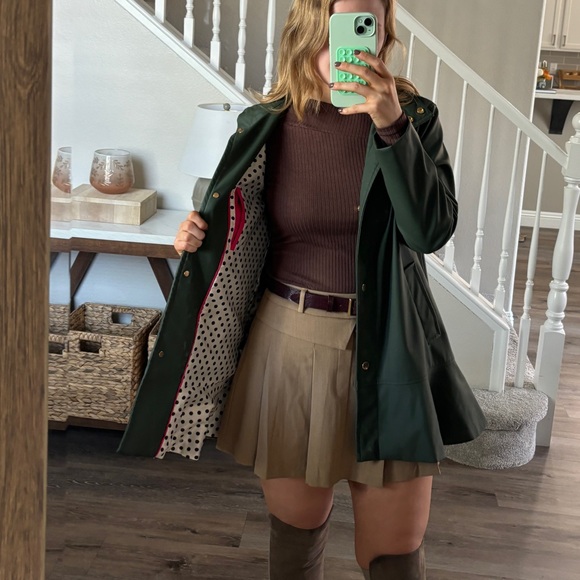 Kate Spade Aladdin Flounce Hem Trench Rain Coat  XS Green - Picture 5 of 12